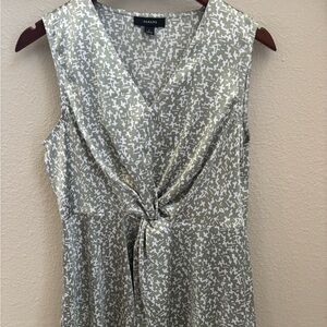 Alfani Women's Cream and Sage Patterned Blouse